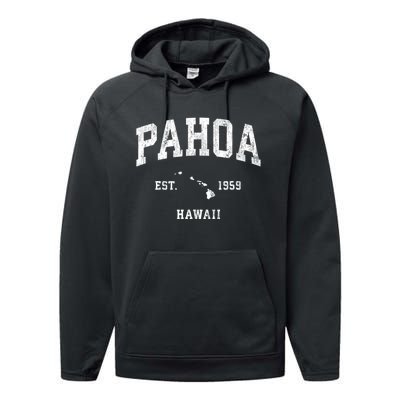 Pahoa Hawaii Hi Vintage Athletic Established Performance Fleece Hoodie