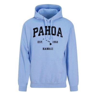 Pahoa Hawaii Hi Vintage Athletic Established Unisex Surf Hoodie