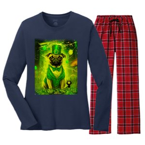 Pug Happy Holidays 138 St. Patricks Day Pug Women's Long Sleeve Flannel Pajama Set 