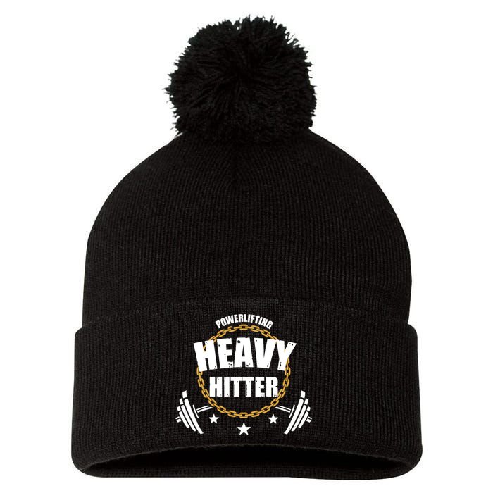 Powerlifting Heavy Hitter Vintage Gym Powerlifter Pom Pom 12in Knit Beanie