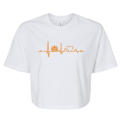 Pumpkin Heartbeat Halloween Bella+Canvas Jersey Crop Tee