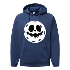 Pickleball Halloween Horror Scary Skull Performance Fleece Hoodie