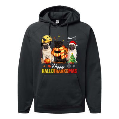 Pug Happy Hallothanksmas Festive Holiday Dog Costume Performance Fleece Hoodie