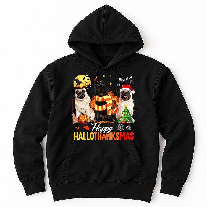 Pug Happy Hallothanksmas Festive Holiday Dog Costume Hoodie