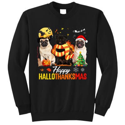 Pug Happy Hallothanksmas Festive Holiday Dog Costume Sweatshirt