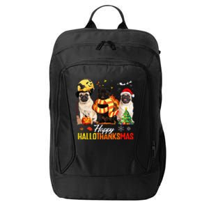 Pug Happy Hallothanksmas Festive Holiday Dog Costume City Backpack