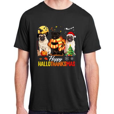 Pug Happy Hallothanksmas Festive Holiday Dog Costume Adult ChromaSoft Performance T-Shirt