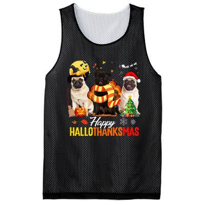 Pug Happy Hallothanksmas Festive Holiday Dog Costume Mesh Reversible Basketball Jersey Tank