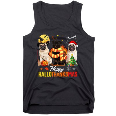 Pug Happy Hallothanksmas Festive Holiday Dog Costume Tank Top