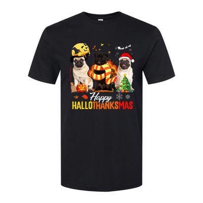 Pug Happy Hallothanksmas Festive Holiday Dog Costume Softstyle CVC T-Shirt