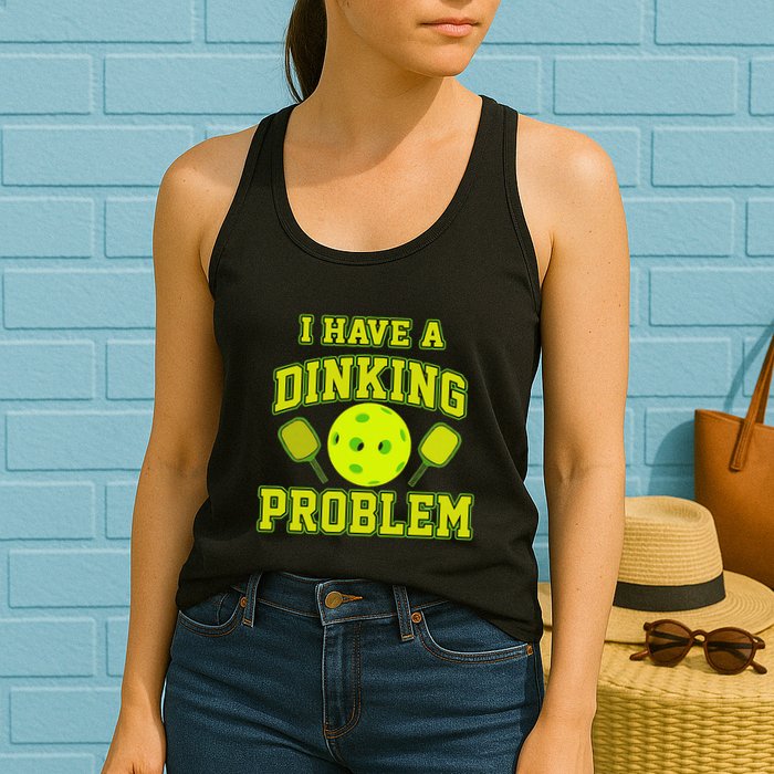 Pickleball Humor I Have A Dinking Problem Funny Womens Tank Top