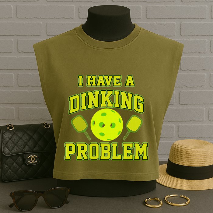 Pickleball Humor I Have A Dinking Problem Funny Garment-Dyed Women's Muscle Tee
