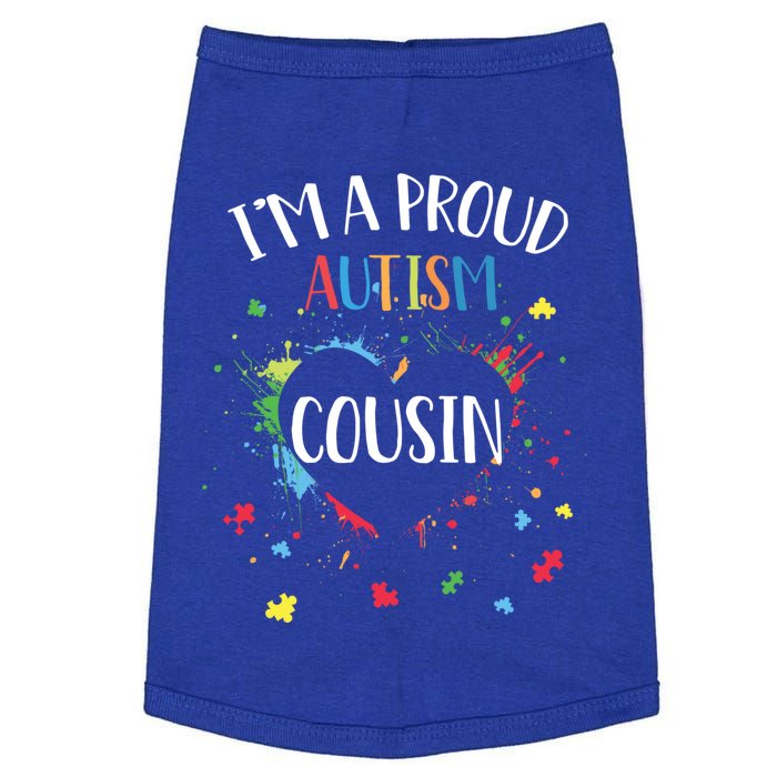 Puzzle Heart I'm A Proud Autism Cousin Autism Awareness Gift Doggie Tank