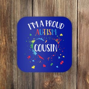 Puzzle Heart I'm A Proud Autism Cousin Autism Awareness Gift Coaster