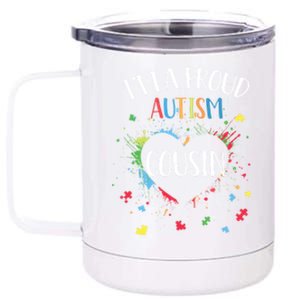 Puzzle Heart I'm A Proud Autism Cousin Autism Awareness Gift 12 oz Stainless Steel Tumbler Cup