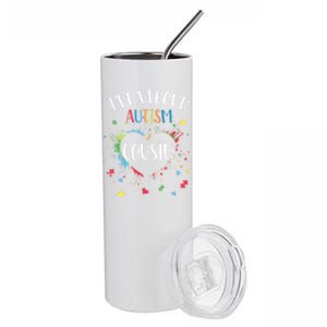 Puzzle Heart I'm A Proud Autism Cousin Autism Awareness Gift Stainless Steel Tumbler