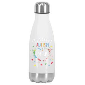 Puzzle Heart I'm A Proud Autism Cousin Autism Awareness Gift Stainless Steel Insulated Water Bottle