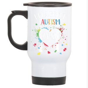 Puzzle Heart I'm A Proud Autism Cousin Autism Awareness Gift Stainless Steel Travel Mug