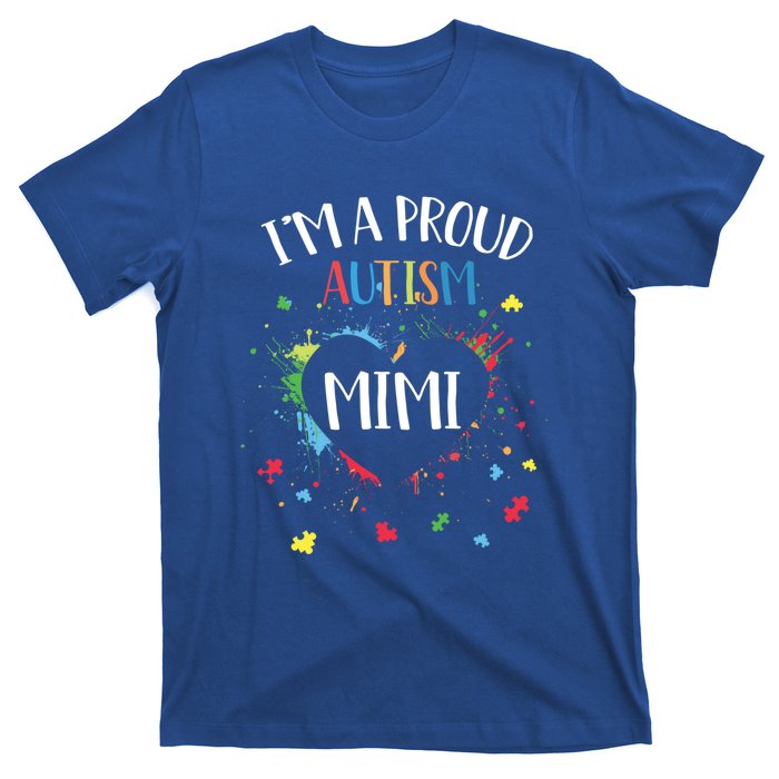 Puzzle Heart I'm A Proud Autism Mimi Autism Awareness Cool Gift T-Shirt