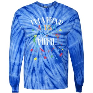 Puzzle Heart I'm A Proud Autism Mimi Autism Awareness Cool Gift Tie-Dye Long Sleeve Shirt