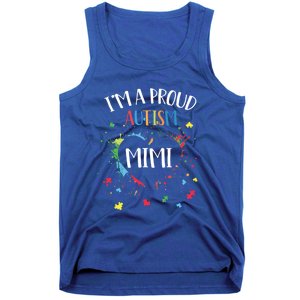 Puzzle Heart I'm A Proud Autism Mimi Autism Awareness Cool Gift Tank Top