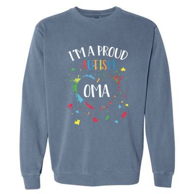 Puzzle Heart I'm A Proud Autism Oma Autism Awareness Gift Garment-Dyed Sweatshirt