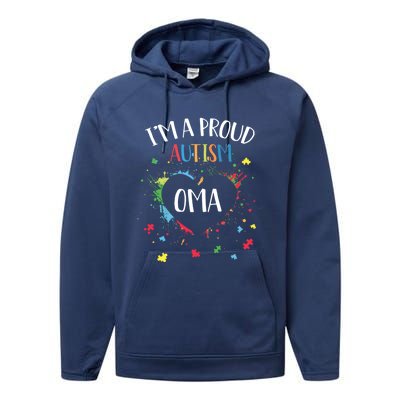 Puzzle Heart I'm A Proud Autism Oma Autism Awareness Gift Performance Fleece Hoodie