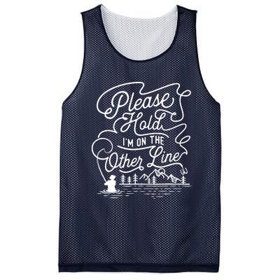 Please Hold IM On The Other Line Fishing Fisherman Fish Mesh Reversible Basketball Jersey Tank