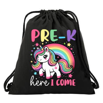 Prek Here I Come Unicorn Girl Back To School Drawstring Bag