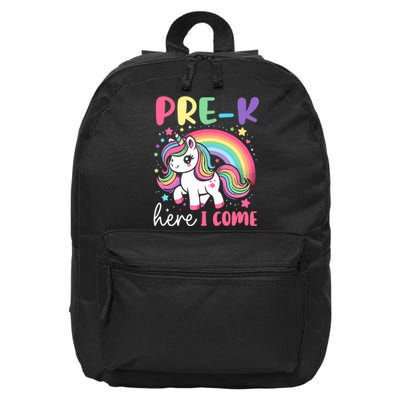 Prek Here I Come Unicorn Girl Back To School 16 in Basic Backpack