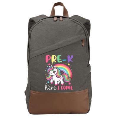 Prek Here I Come Unicorn Girl Back To School Cotton Canvas Backpack