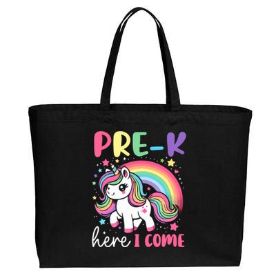 Prek Here I Come Unicorn Girl Back To School Cotton Canvas Jumbo Tote