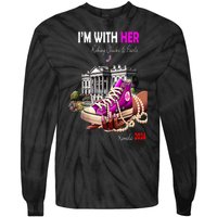 President Harris Im With Her Rocking Chucks & Pearls Kamala Harris 2024 Gift Tie-Dye Long Sleeve Shirt