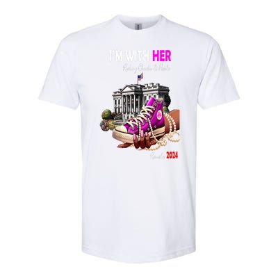 President Harris Im With Her Rocking Chucks & Pearls Kamala Harris 2024 Gift Softstyle CVC T-Shirt