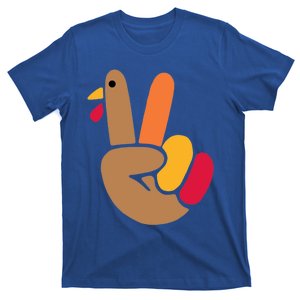 Peace Hand In Turkey Form Made For Thanksgiving Reunion Day Great Gift T-Shirt