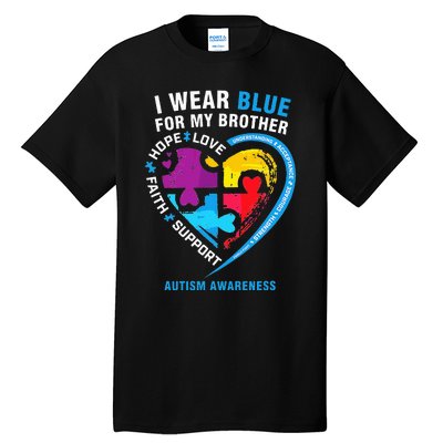 Puzzle heart I Wear Blue For My Brother Autism Awareness Tall T-Shirt