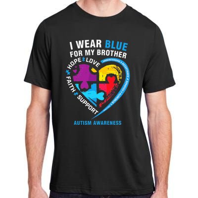 Puzzle heart I Wear Blue For My Brother Autism Awareness Adult ChromaSoft Performance T-Shirt