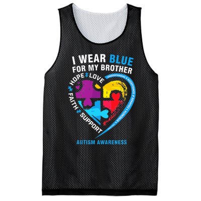 Puzzle heart I Wear Blue For My Brother Autism Awareness Mesh Reversible Basketball Jersey Tank