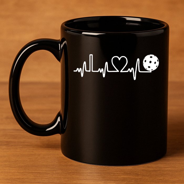 Pickleball Heartbeat! I Love Pickleball TShirt 11oz C Handle Ceramic Mug
