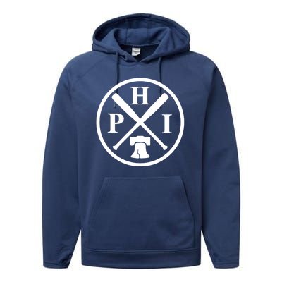 Philadelphia Baseball Emblem Retro Philly Team Performance Fleece Hoodie