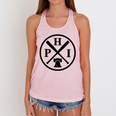 Philadelphia Baseball Emblem Retro Philly Team Women's Knotted Racerback Tank