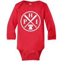 Philadelphia Baseball Emblem Retro Philly Team Baby Long Sleeve Bodysuit