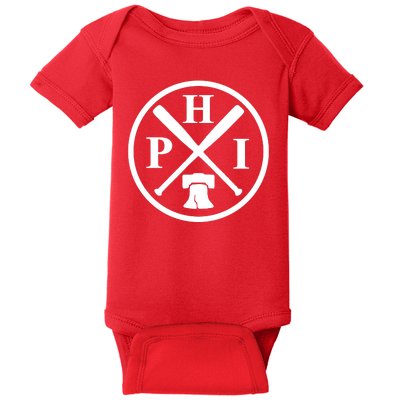 Philadelphia Baseball Emblem Retro Philly Team Baby Bodysuit