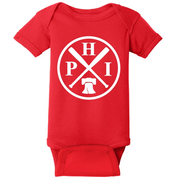 Philadelphia Baseball Emblem Retro Philly Team Baby Bodysuit