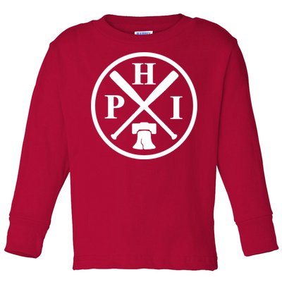 Philadelphia Baseball Emblem Retro Philly Team Toddler Long Sleeve Shirt