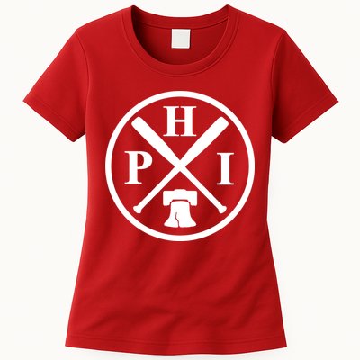 Philadelphia Baseball Emblem Retro Philly Team Womens T-Shirt