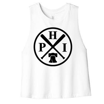 Philadelphia Baseball Emblem Retro Philly Team Women's Racerback Cropped Tank