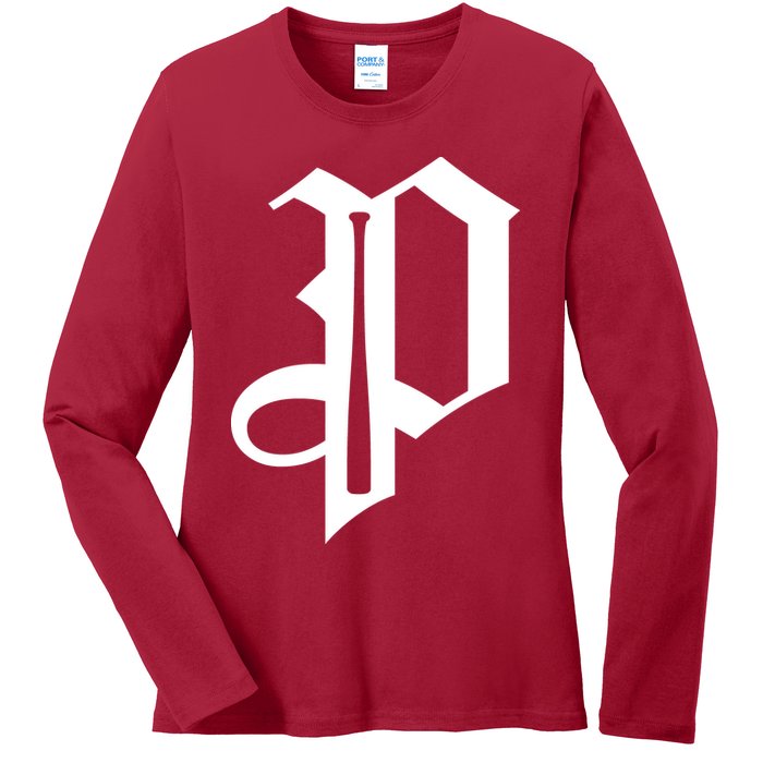 Philadelphia P Baseball Ladies Long Sleeve Shirt