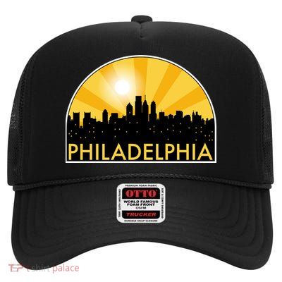 Philadelphia Skyline Burst High Crown Mesh Back Trucker Hat