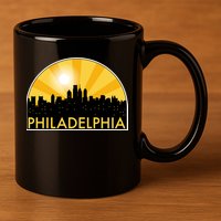 Philadelphia Skyline Burst 11oz C Handle Ceramic Mug